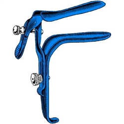 Sklar Blue Freeway Graves Vaginal Speculum, Open Side, 90 degree Angle, without Tube -  4" x 1 1/4"