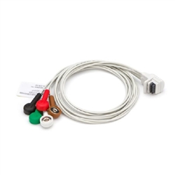 H3+ 5-wire, 3-channel patient cable - AHA 27" (69cm), Gray