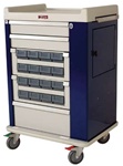 Harloff Aluminum Cassette Medication Cart, Optimal 16 Bin with Key Lock