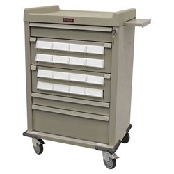 Harloff Medication Cart, Aluminum Cassette, Optimal 16 Bin with Key Lock