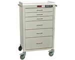 Harloff 24 Mini Cart, Aluminum, Six Drawers, Basic Electronic Pushbutton Lock with Key Lock