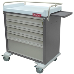 Harloff Medication Cart, OptimAL Line, Aluminum, 64 Multi-dose Bins with Internal Locking Narcotics Box