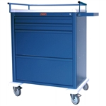 Harloff Medication Cart, Aluminum, Universal Line, Large Drawers with Key Lock, Standard Package