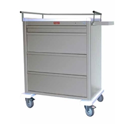 Harloff Wide Medication Cart, Aluminum, Universal Line with Key Lock