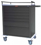 Harloff Wide Cart, Aluminum, Universal Line, Seven Drawers with Key Lock, Standard Package