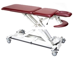 Armedica Treatment Table - 3 Section X-Frame with Fixed Center - Crescent Arm Rest & Bar Activated