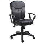 Boss Black Leather Task Chair with Loop Arms