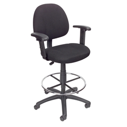 Boss Ergonomic Works Adjustable Drafting Chair with Adjustable Arms and Removable Foot Rest