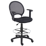 Boss Mesh Drafting Stool with Adjustable Arms