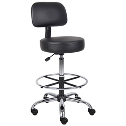Boss Professional Adjustable Drafting Stool with Back and Removable Foot Rest