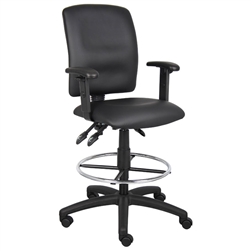 Boss Multi-Function LeatherPlus Drafting Stool with Adjustable Arms