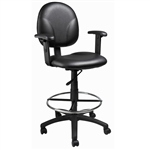 Boss Stand Up Drafting Stool with Foot Rest - Black, Antimicrobial Vinyl