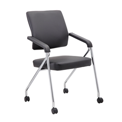 Boss Black Caressoft Plus Training Chair with Chrome Frame (Set of 2)