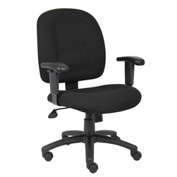 Boss Black Fabric Task Chair with Adjustable Arms