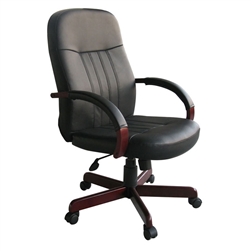 Boss LeatherPlus Executive Chair with Mahogany Finish