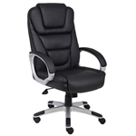 Boss No Tool Required Executive LeatherPlus Chair, Black with Knee Tilt