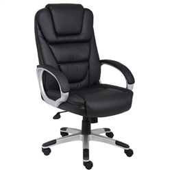 Boss No Tool Required Executive LeatherPlus Chair, Black with Knee Tilt