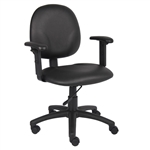 Boss Diamond Task Chair in Black Antimicrobial Vinyl with Adjustable Arms