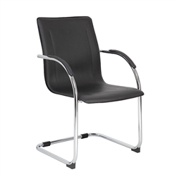 Boss Chrome Frame Black Vinyl Side Chair (Set of 2)