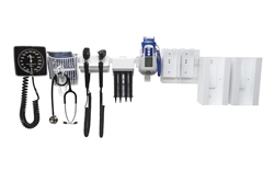 Fairfield Rail-Mounted Diagnostic Station with HALOGEN Coaxial Ophthalmoscope, HALOGEN Fiber Optic Otoscope, Specula Dispenser, Oral/Axillary Thermometry, Aneroid, Cuff Basket, and Adult (Limb size 26-36cm) Navy Blue Latex-Free Cuff. Includes 4' Fairfield