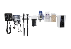 Fairfield Rail-Mounted Diagnostic Station with HALOGEN Coaxial Ophthalmoscope, LED Fiber Optic Otoscope, Specula Dispenser, Oral/Axillary Thermometry, Aneroid, Cuff Basket, and Adult (Limb size 26-36cm) Navy Blue Latex-Free Cuff INCLUDES 4ft Fairfield Rai