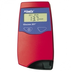 HemoCue Glucose 201 Analyzer w/ Glucose Control Solution High & Low (1 Vial Each) & 50/bx Curvettes (Overnight Shipping)
