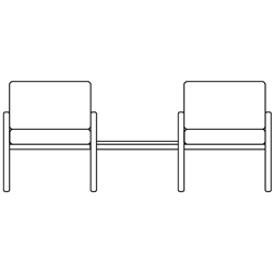 Novum Medical iSeries Open Arm Waiting Room Chairs - 2 Seat with Table - Open Arm