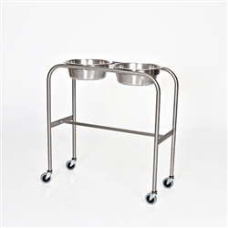 Mid Central Medical Stainless Steel Double Bowl Solution Stand