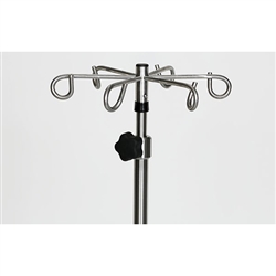 Mid Central Medical Stainless Steel 6-Leg IV Pole, 6 Hook Top