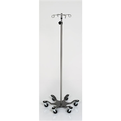 Mid Central Medical Stainless Steel 6-Leg Spider IV Pole, 4 Hook Top