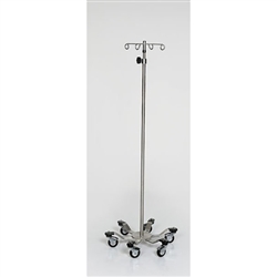 Mid Central Medical Stainless Steel Base 6-Leg IV Pole