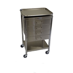 Mid Central Medical Stainless Steel Anesthesia Cart with Removable Tray