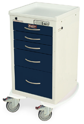 Harloff M-Series Short Mini Width Cart with 5 Drawers and an Electronic Pushbutton Lock