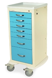 Harloff MDS1830K07 Tall Mini Width Cart w/ Seven Drawers & Standard Key Lock