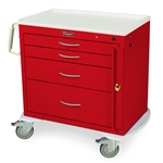 Harloff M-Series X-Short Emergency Cart, Four Drawers with Breakaway Lock