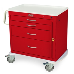 Harloff M-Series X-Short Emergency Cart, Four Drawers with Breakaway Lock