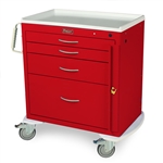 Harloff M-Series Short Emergency Cart, Four Drawers with Breakaway Lock