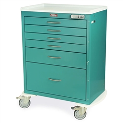 Harloff M-Series Tall Procedure Cart, Six Drawers with Electronic Pushbutton Lock