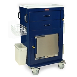 Harloff MH Cart, 1.0 Cubic Feet Medical Grade Refrigerator, Two Drawers with Breakaway Lock