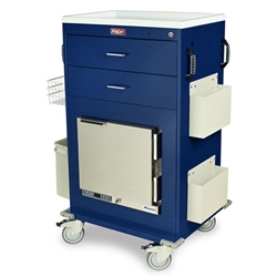 Harloff MH Treatment Cart, 1.0 Cubic Feet Medical Grade Refrigerator, Two Drawers with Key Lock