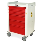 Harloff MR-Conditional Emergency Cart, Aluminum, Six Drawers with Breakaway Lock