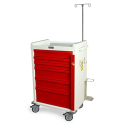 Harloff MR-Conditional Emergency Cart, Aluminum, Six Drawers with Breakaway Lock, Accessory Package