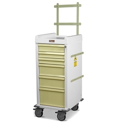 Harloff MR-Conditional Anesthesia Cart, Narrow Body, Six Drawers with Key Lock, Accessory Package