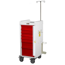 Harloff MRN7B-EMG, MRI-Compatible Emergency Cart, Narrow, Seven Drawer with Breakaway Lock, Accessory Package