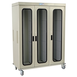 Harloff Triple column Medical Storage Cabinet, Tempered Glass Doors, H+H Panels with Key Lock