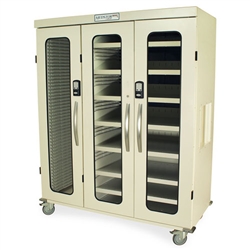 Harloff Triple Column Medical Storage Cabinet, Double Wide Open Right Column, Tempered Glass Doors with Two Electronic Keypad Locks