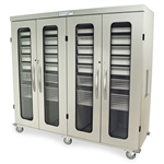 Harloff MSPM84-00GK Quad Column Medical Storage Cabinet, Tempered Glass and Four Doors with Key Lock