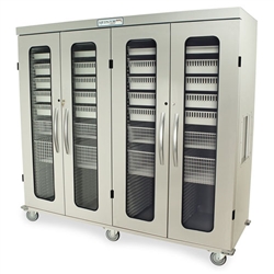 Harloff MSPM84-R0TK Quad Column Medical Storage Cabinet, Right with H+H Panels, Dual Tambour and Four Doors with Key Lock