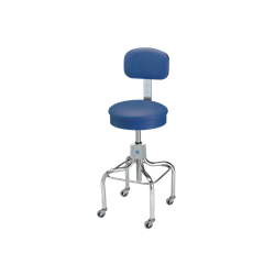 Pedigo P-1039-W/C Anesthetist Stool, Stainless Steel, with Back And Casters