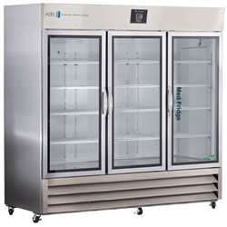 72 cu ft Glass Door Stainless Steel Pharmacy Refrigerator - Hydrocarbon (Pharmacy Grade)